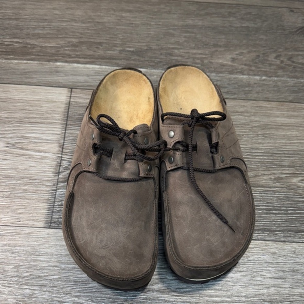 Birkenstock Brown Leather Mules woman’s size 40 (j197)